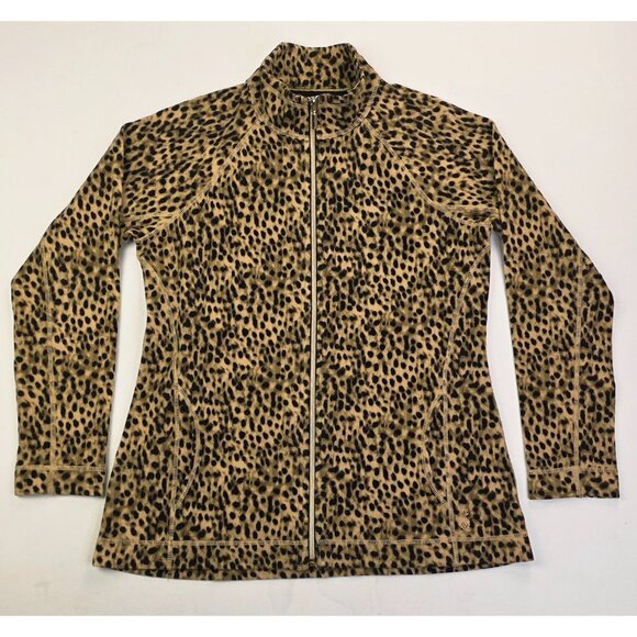 Tommy Bahama Size Medium Women Aruba Lagoon Cheetah Embroidered Neck Logo Jacket - Picture 1 of 13